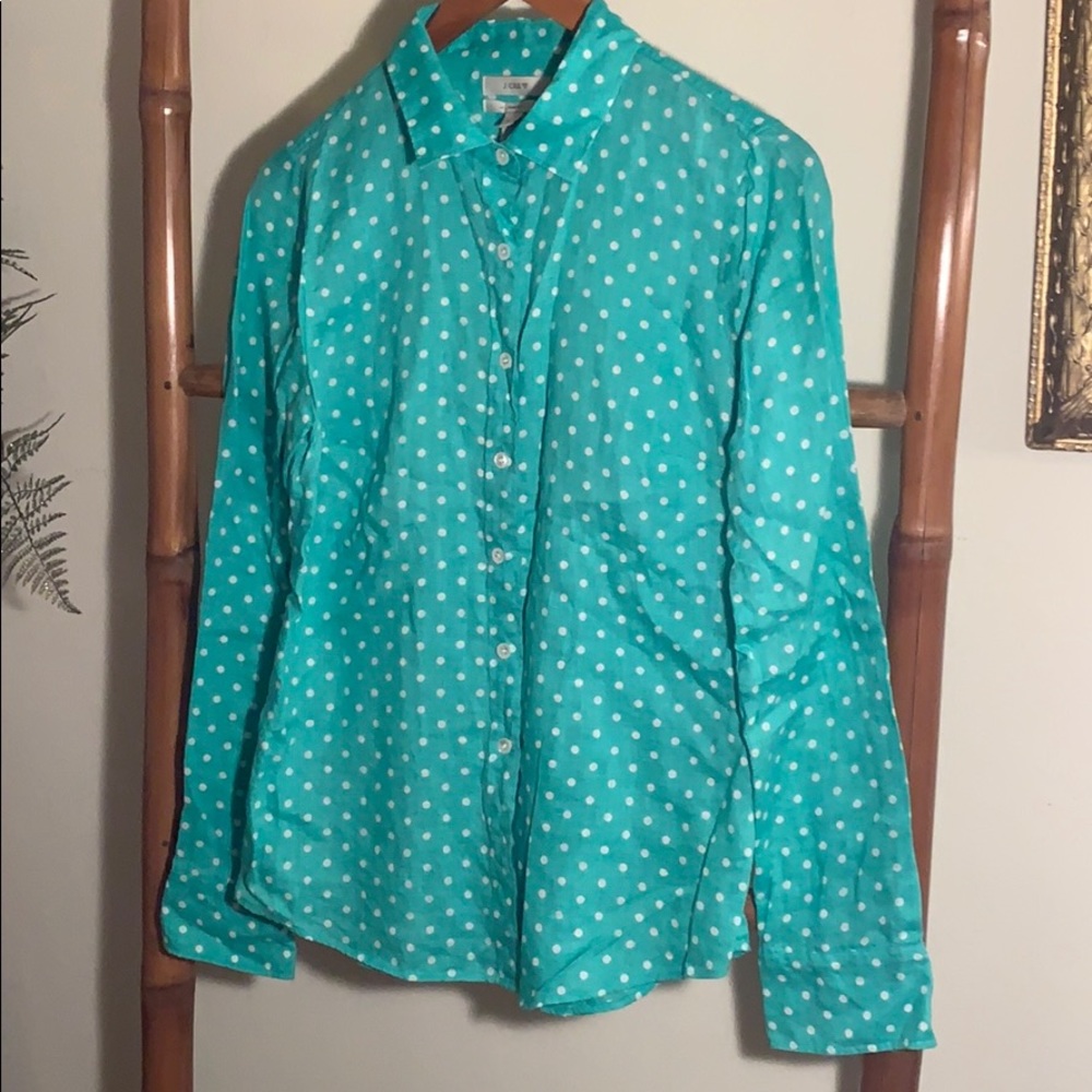 J.Crew Polka Dot Button-up Shirt, 100% Linen - SOLD